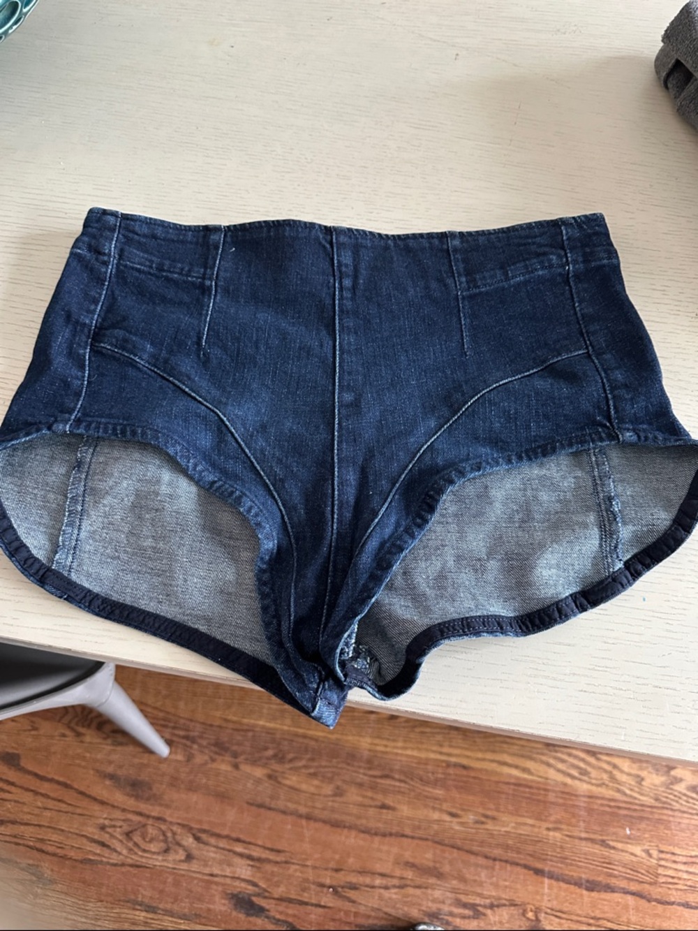 We The Free Dark Indigo High-Waist Denim Shorts